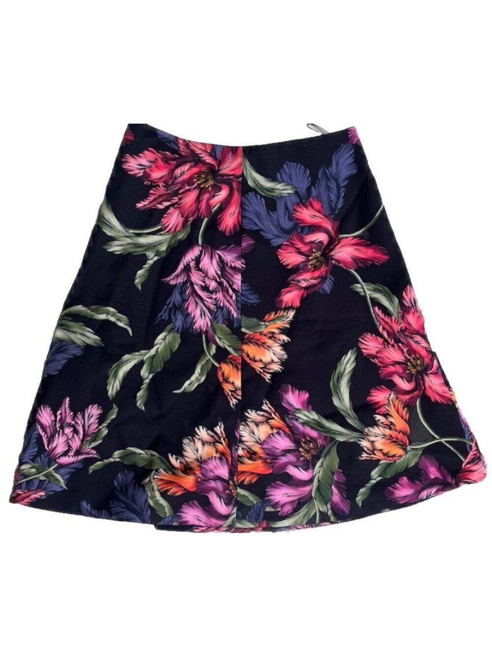 Cameo Night Lily Tropical Floral Midi Skirt Size L Black Lined - Picture 7 of 16